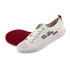 Baskets blanches Big Star 274825 nouées rouge 5