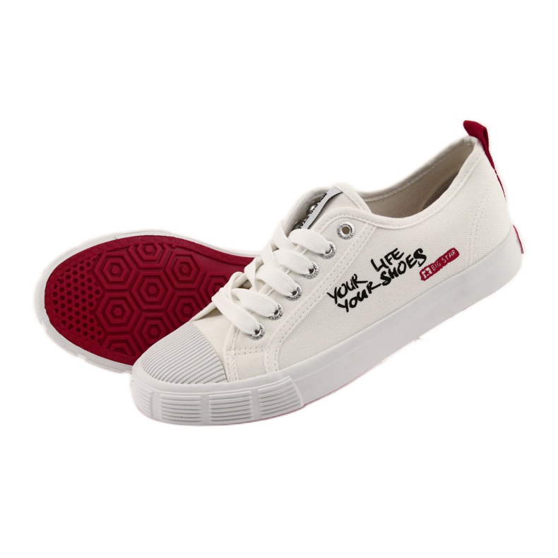 Baskets blanches Big Star 274825 nouées rouge 5 Baskets blanches Big Star 274825 nouées rouge 5