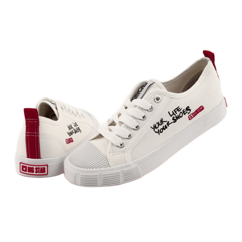 Baskets blanches Big Star 274825 nouées rouge 4 Baskets blanches Big Star 274825 nouées rouge 4