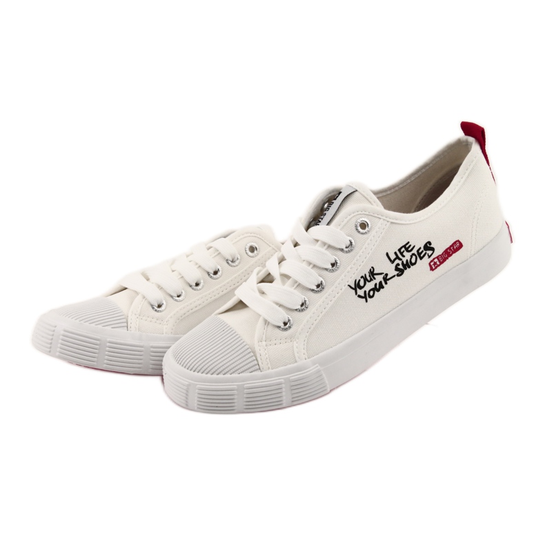 Baskets blanches Big Star 274825 nouées rouge 3 Baskets blanches Big Star 274825 nouées rouge 3