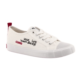Baskets blanches Big Star 274825 nouées rouge 1 Baskets blanches Big Star 274825 nouées rouge 1