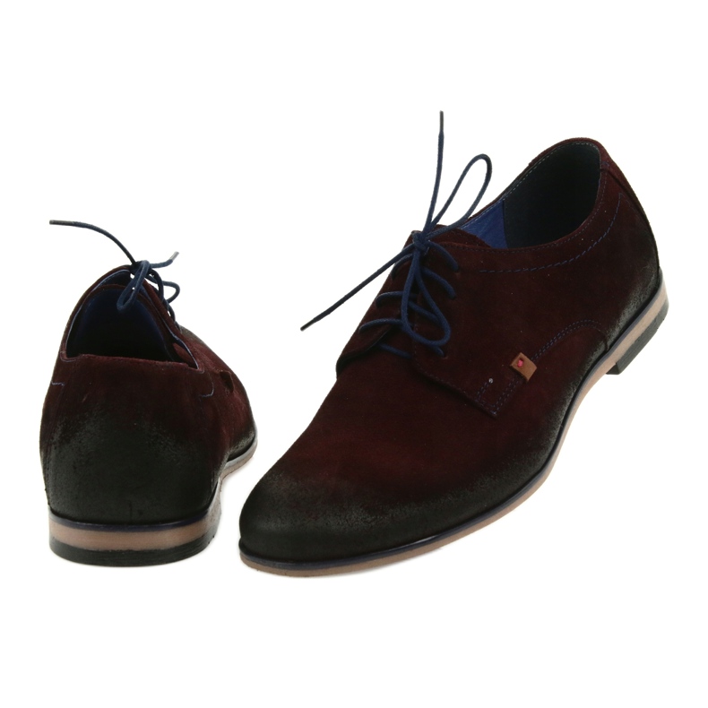 Chaussures en daim homme Nikopol 1709 bordeaux rouge 4