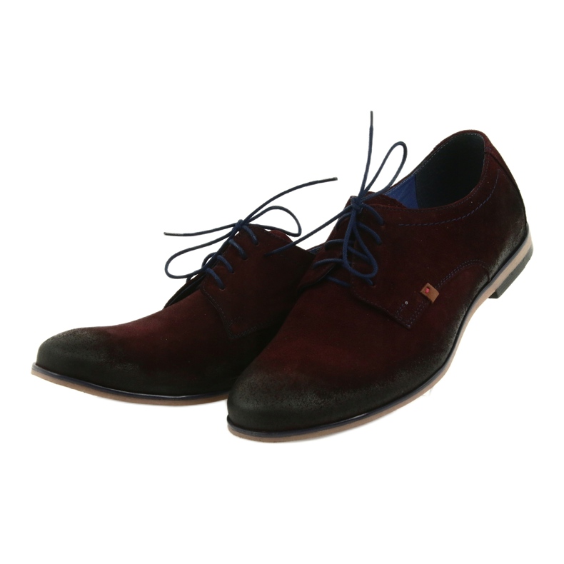 Chaussures en daim homme Nikopol 1709 bordeaux rouge 3