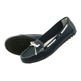 Mocassins cuir femme Filippo 141 bleu marine blanche 5