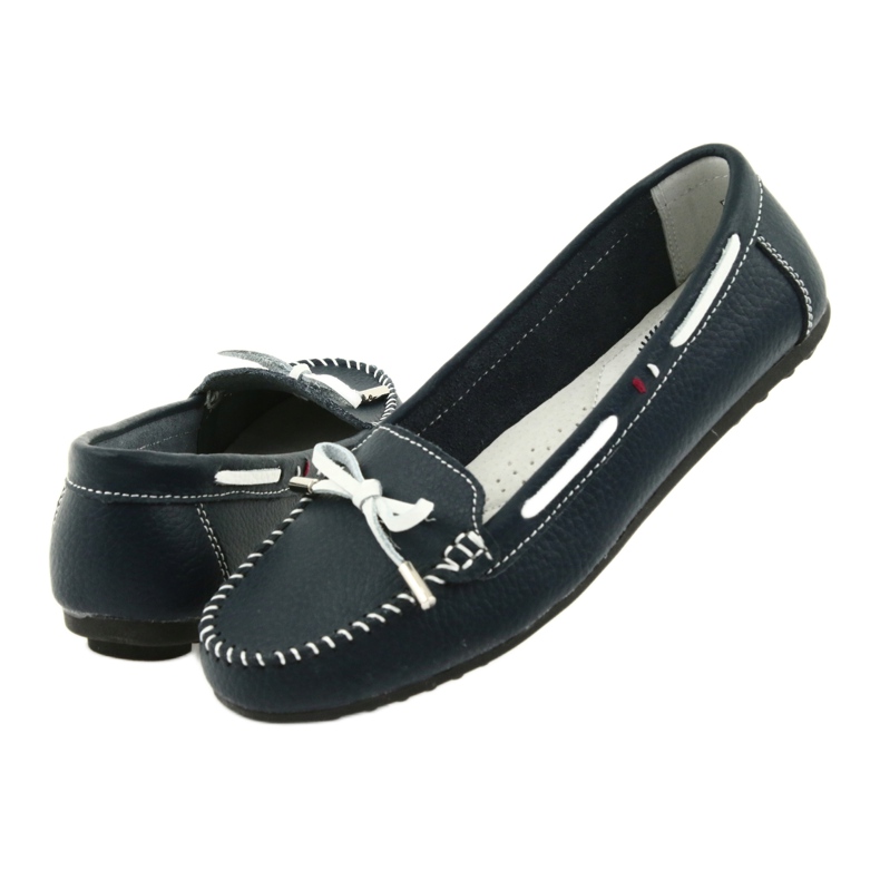 Mocassins cuir femme Filippo 141 bleu marine blanc 4