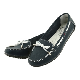 Mocassins cuir femme Filippo 141 bleu marine blanche 3