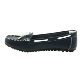 Mocassins cuir femme Filippo 141 bleu marine blanche 2