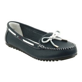 Mocassins cuir femme Filippo 141 bleu marine blanc 1