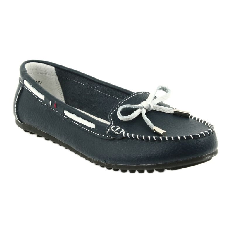 Mocassins cuir femme Filippo 141 bleu marine blanc 1