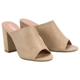 Laura Mode Pantoufles En Daim Sur Un Bar brun 2