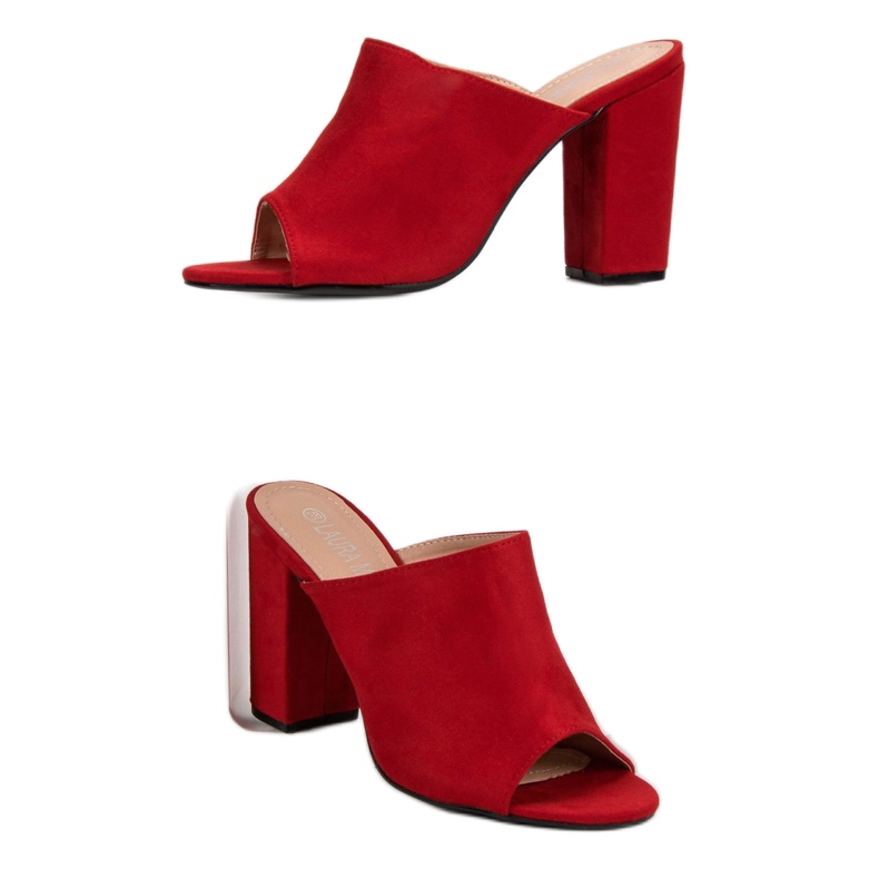 Laura Mode Pantoufles En Daim Sur Un Bar rouge 2