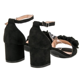 Nio Nio Sandales en daim à fleurs le noir 5