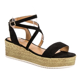 Ch. Creation Sandales compensées noires le noir 3