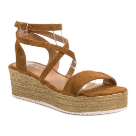 Ch. Creation Sandales compensées camel brun 3
