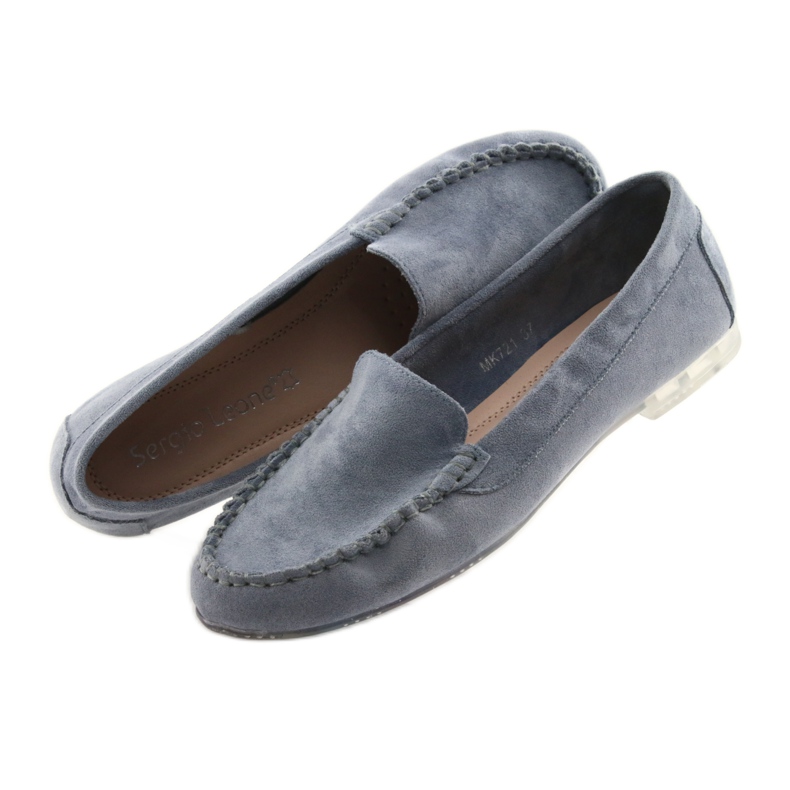 Mocassins femme en daim Sergio Leone 721 bleu 5