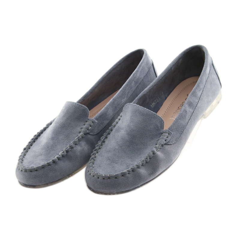 Mocassins femme en daim Sergio Leone 721 bleu 3