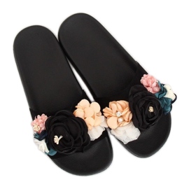 Noir BG19 Chaussons noirs à fleurs le noir 1