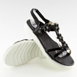 Sandales confortables à fleurs noires 127-58 Black II-GAT 2