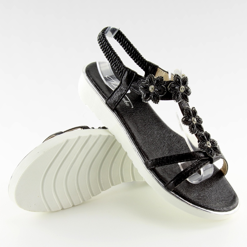 Sandales confortables à fleurs noires 127-58 Black II-GAT 2