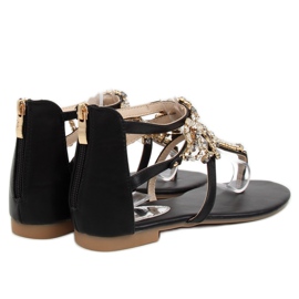 Sandales noires avec pierres JH64P Noir le noir 1