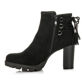 Super Me Bottines en daim à franges le noir 1