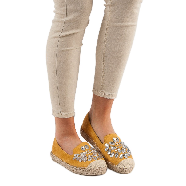 Small Swan Espadrilles En Daim Avec Ornements jaune 1
