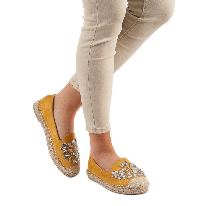 Small Swan Espadrilles En Daim Avec Ornements jaune 2