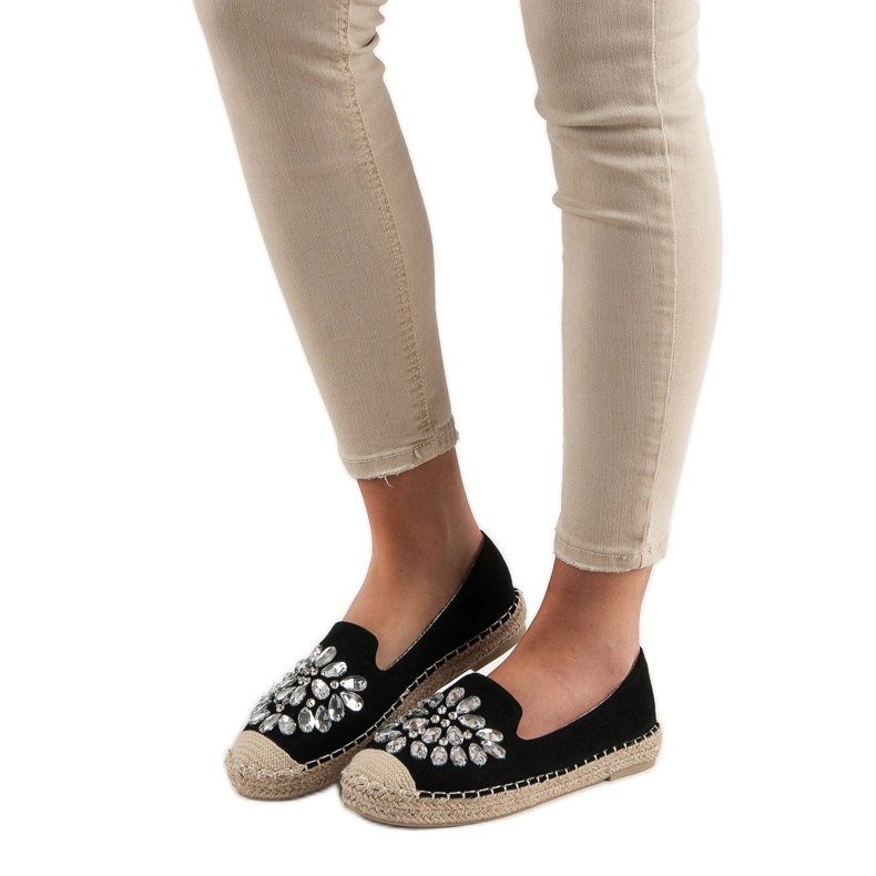 Small Swan Espadrilles En Daim Avec Ornements le noir 1