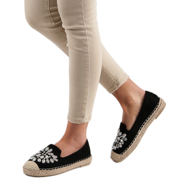 Small Swan Espadrilles En Daim Avec Ornements le noir 2
