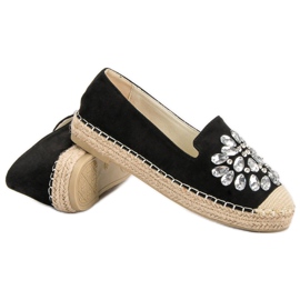 Small Swan Espadrilles En Daim Avec Ornements le noir 6