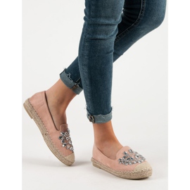 Small Swan Espadrilles En Daim Avec Ornements rose 2