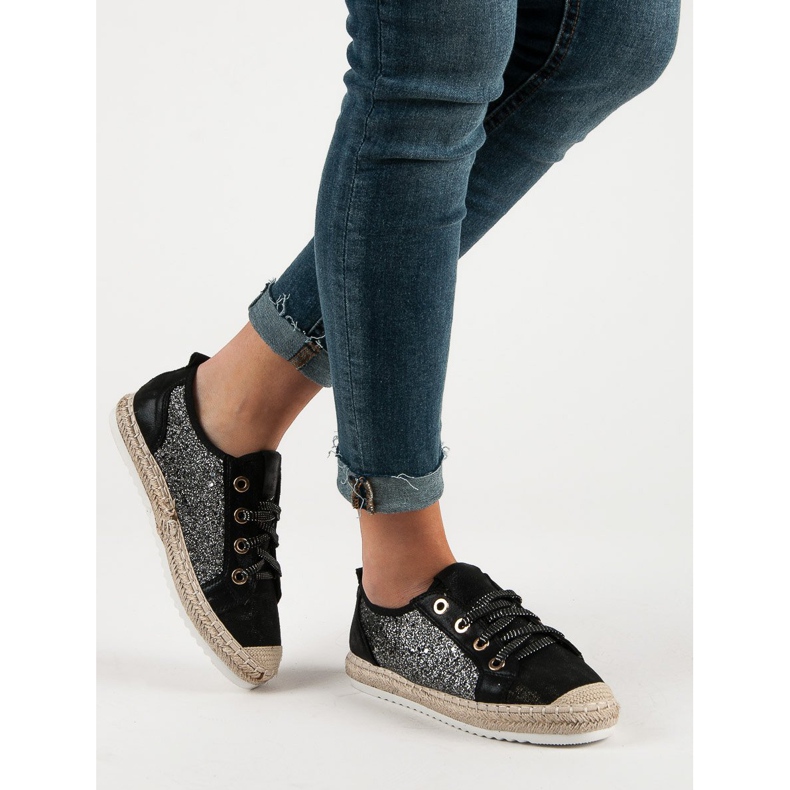 Espadrilles nouées noir 1