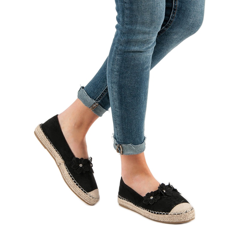 Espadrilles À Fleurs noir 1