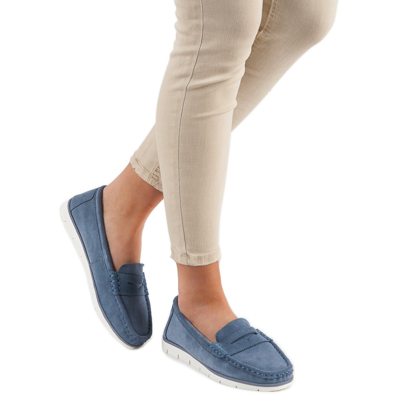 Mocassins en cuir VINCEZA bleu 2