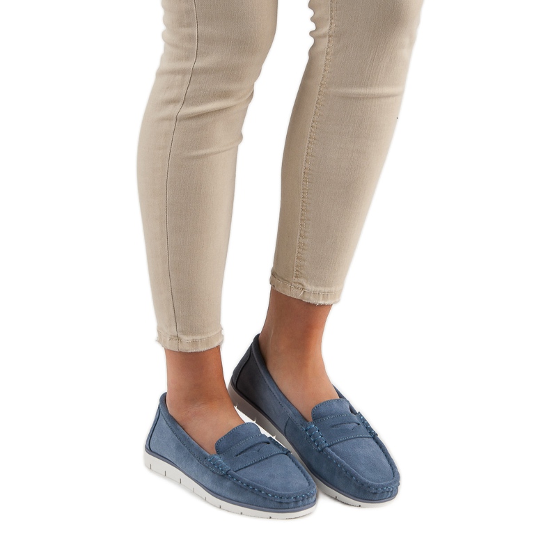 Mocassins en cuir VINCEZA bleu 1