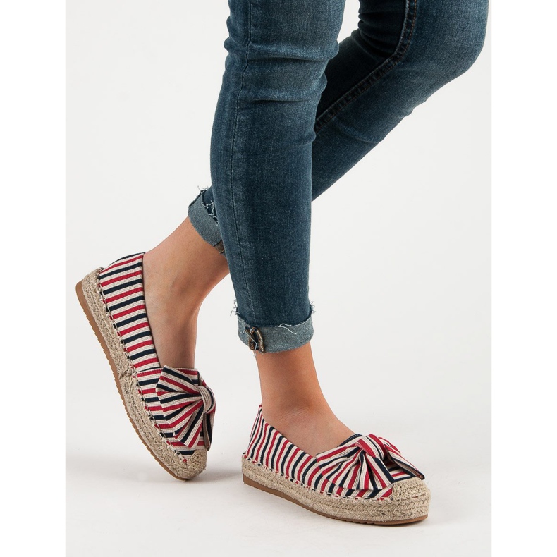 Espadrilles à rayures multicolore rouge 1