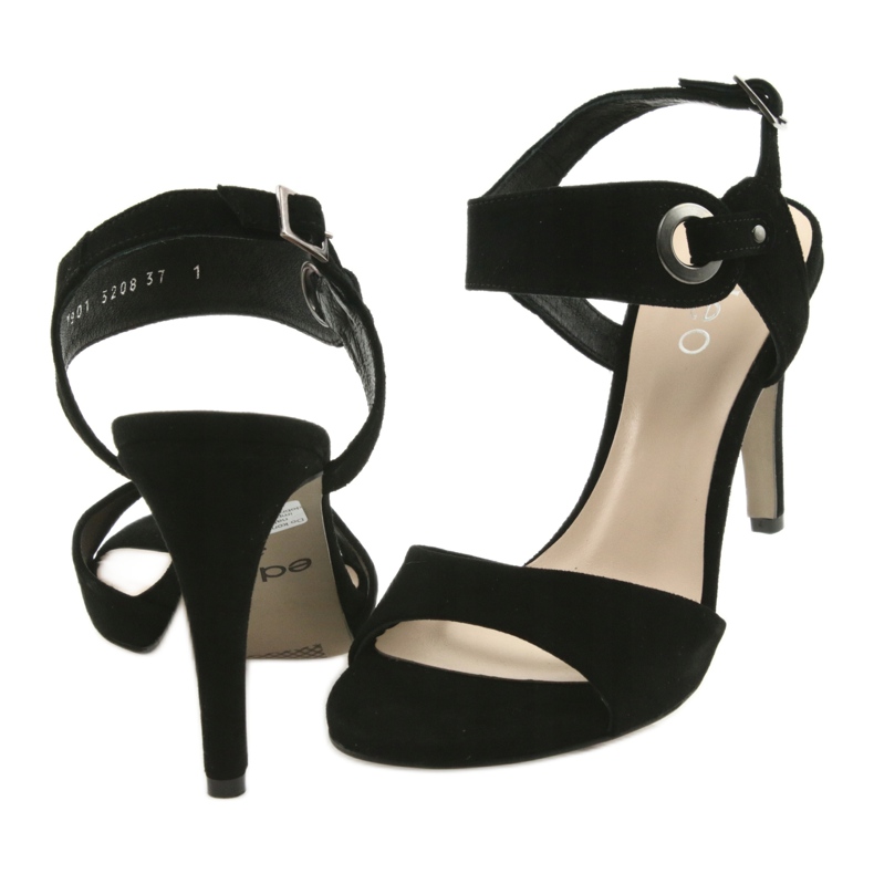 Sandales en cuir sur talon Edeo 3208 noir 4