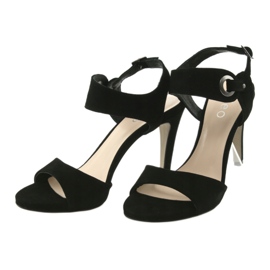 Sandales en cuir sur talon Edeo 3208 noir 3