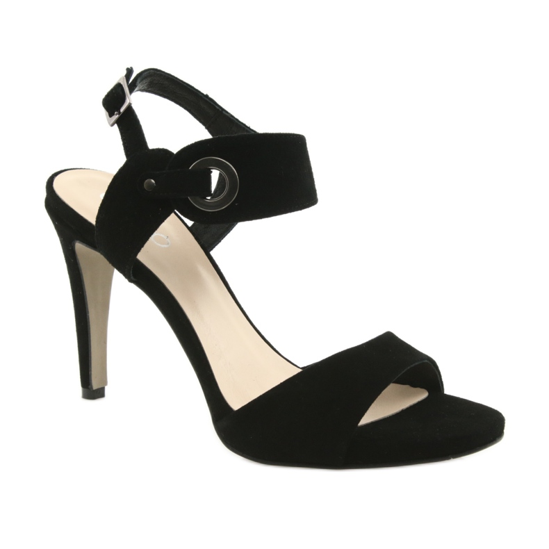 Sandales en cuir sur talon Edeo 3208 noir 1