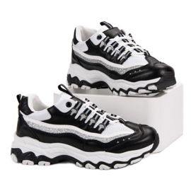 Baskets à paillettes blanc noir 2