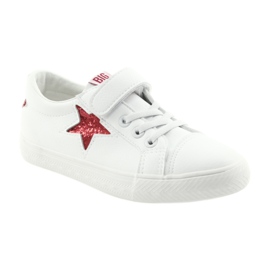 Baskets à scratch Big Star étoile 374102 blanche rouge 1