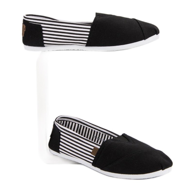 Baskets légères à enfiler blanche le noir 2