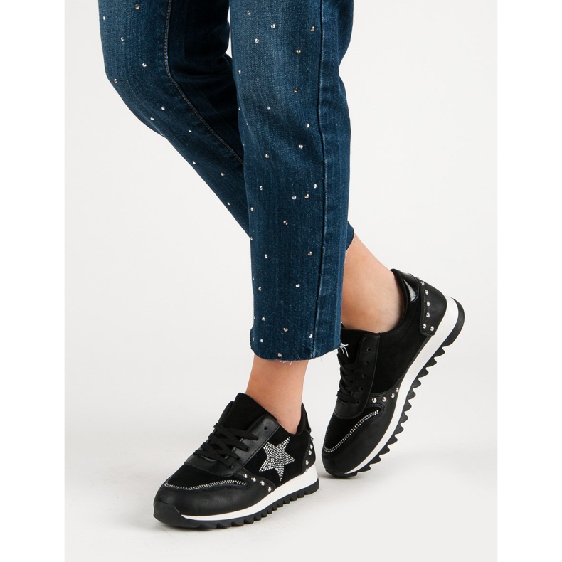 Chaussures de sport avec cristaux noir 2