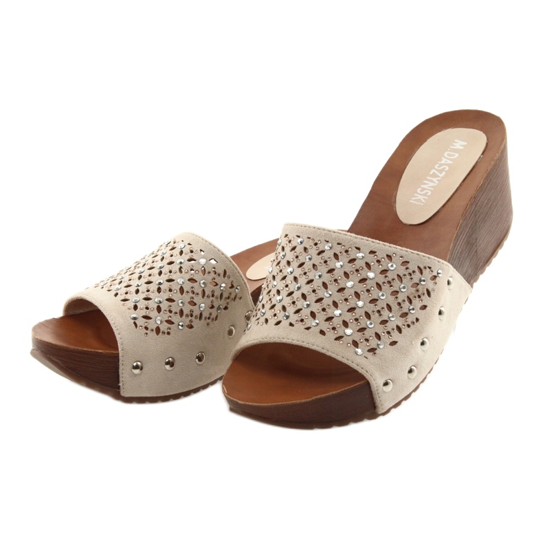 M.Daszyński Chaussons beiges Daszyński SA144-6 avec zircone cubique 3