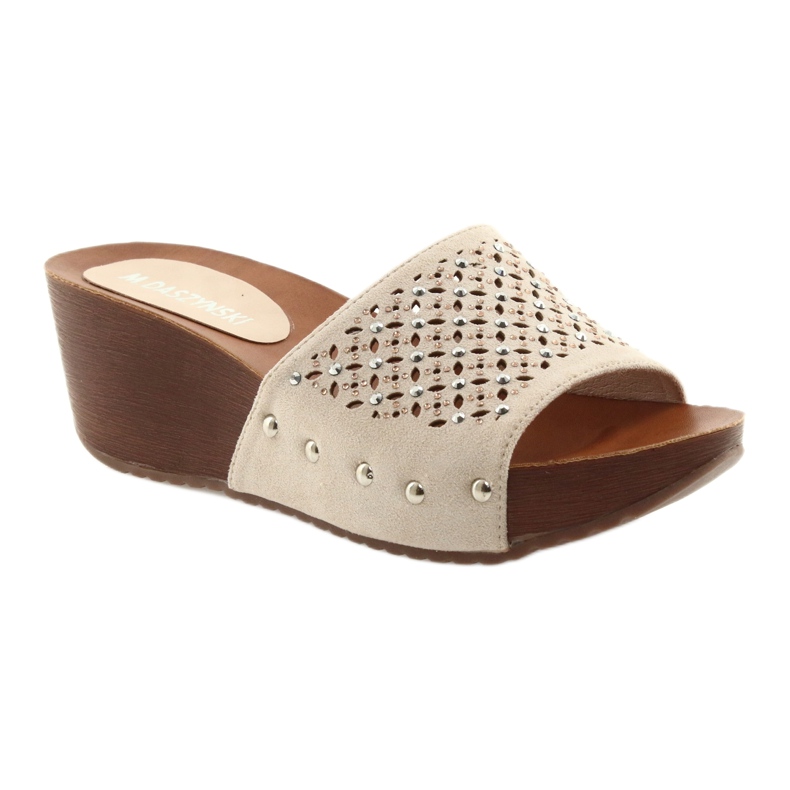 M.Daszyński Chaussons beiges Daszyński SA144-6 avec zircone cubique 1