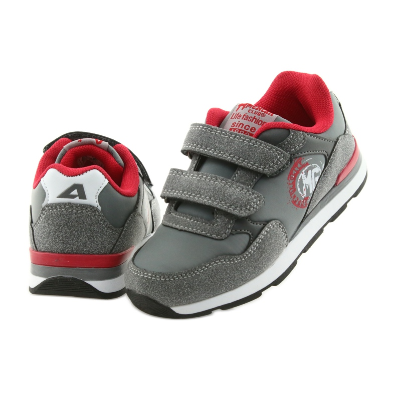 American Club Chaussures de sport à semelle intérieure en cuir américain BS08 gris rouge 4