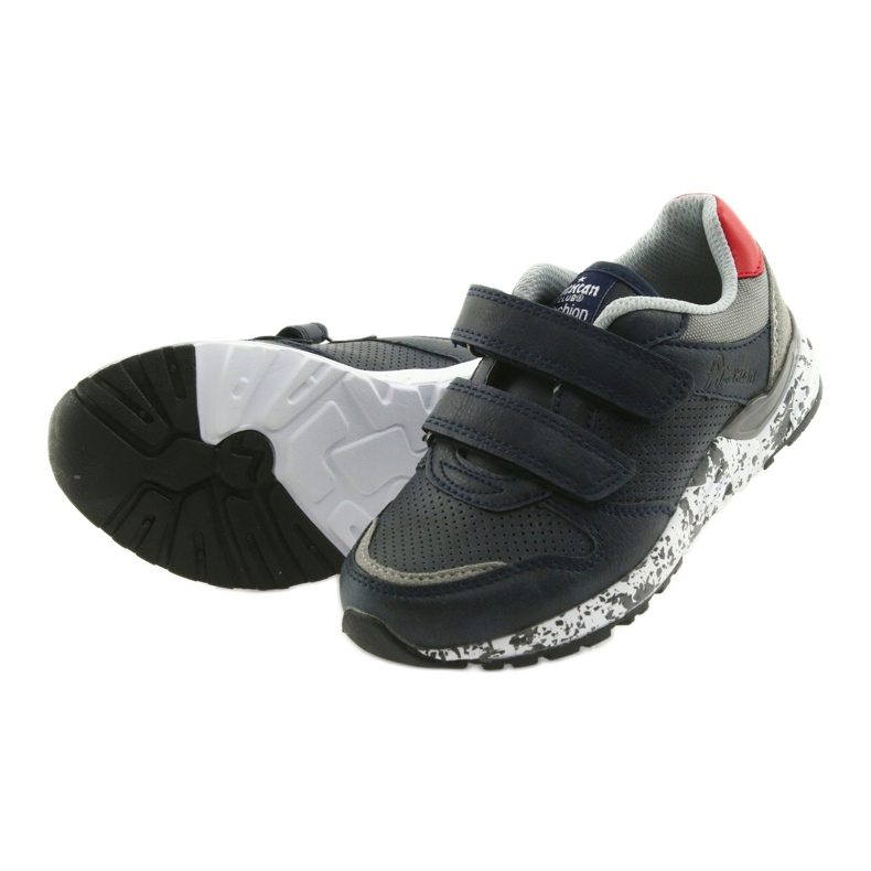 Chaussures de sport American Club, insert en cuir BS11 05 gris rouge bleu marine 5