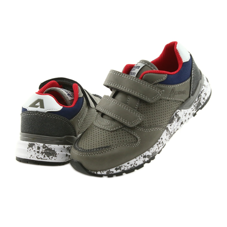 American Club chaussures de sport semelle intérieure en cuir gris rouge bleu marin 4