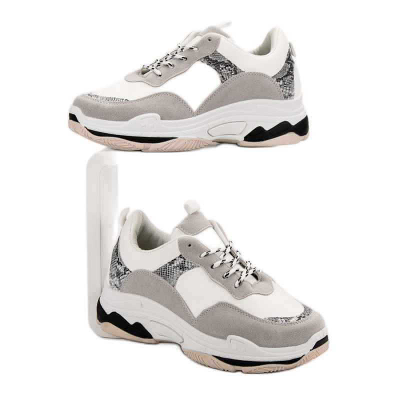 Baskets blanches à motif le noir brun 2