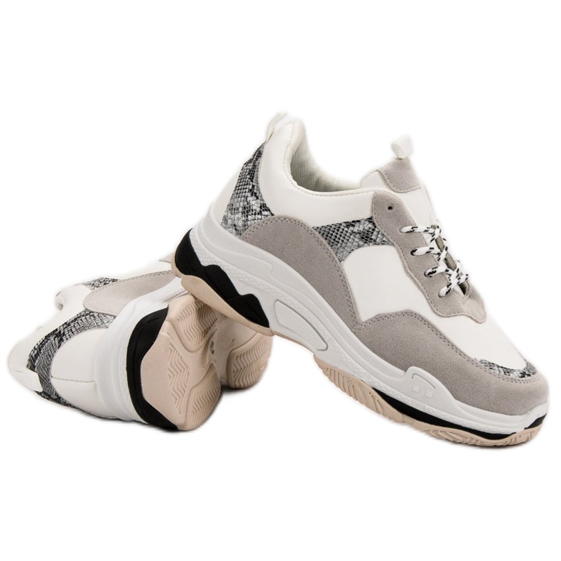 Baskets blanches à motif le noir brun 1